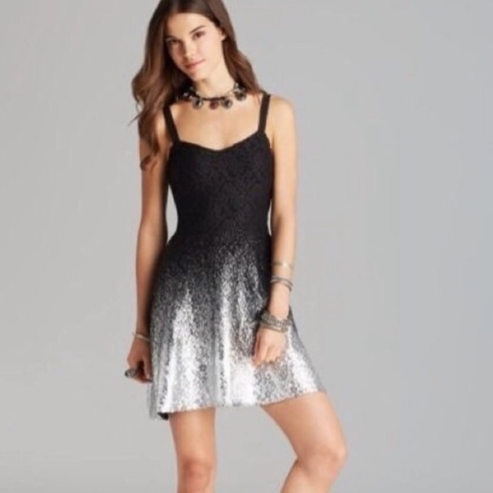 Free People Dipped in Silver Mini Dress